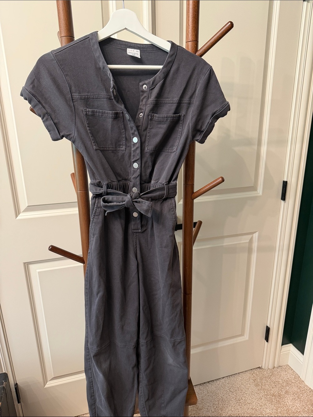 abercrombie kids Charcoal Short-Sleeve Utility Midi Dress